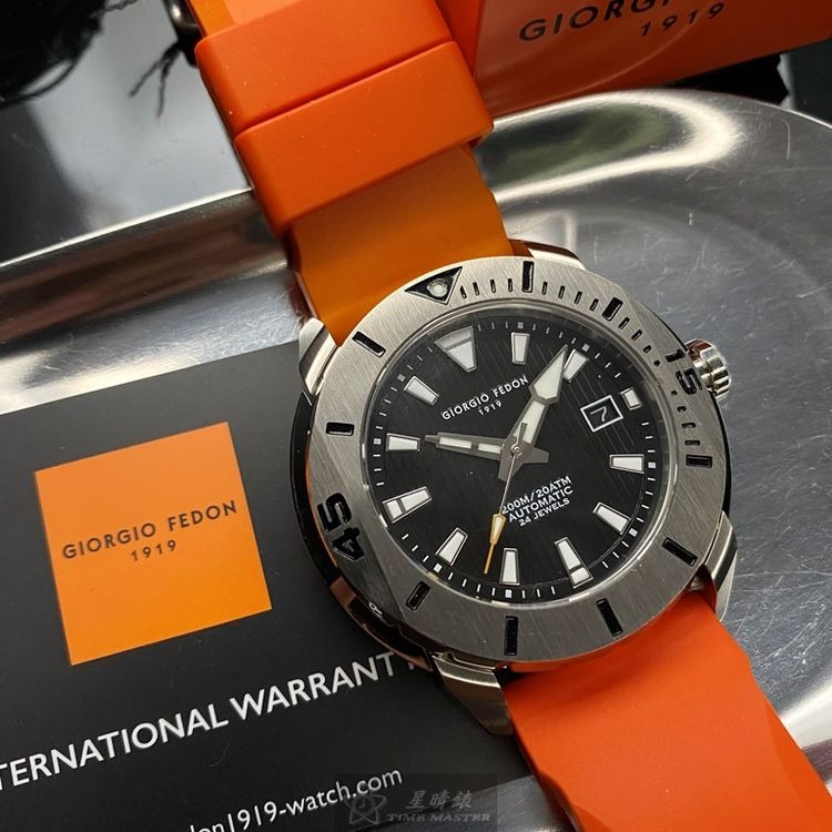 GiorgioFedon1919手錶,編號GF00100,48mm銀錶殼,橘錶帶款◉20A004